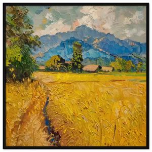 Tranh phong cảnh quê hươngphong cảnh làng quê đẹp cánh đồng lúa chín vàngtranh treo tườngdán tường.CGI-492