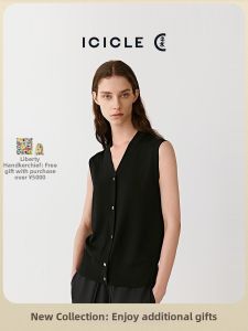 ICICLE | Wool Silk Blend Sleeveless Knit Cardigan