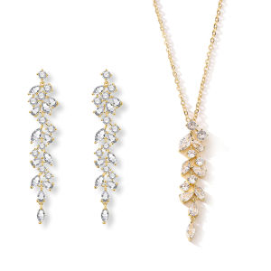 Dây Chuyền Mặt Lá Tua Rua Thanh Lịch Cổ Điển Dành Cho Nữ Đính Đá Zirconia Lập Phương AAA Trang Sức Dự Tiệc Cưới Phụ Kiện Kèm Khóa Móc Tôm Hùm