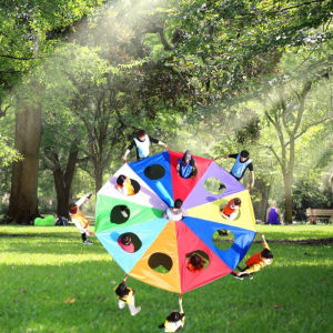 Rainbow Umbrella with Hole Kindergarten Ground Mouse Outdoor Early Education Parent Child Ground Mouse Rainbow Umbrella