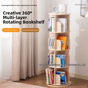 360° Rotating Bookshelf Simple Design Student Household Children Storage