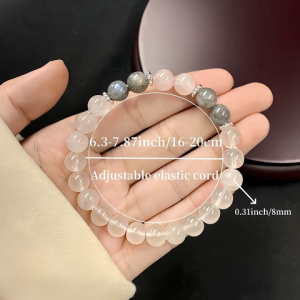 8mm stone Balance white Bracelet for Women men Wealth Health Lucky Elastic wristband Jewelry clear