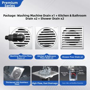 RIIFO | Anti-odor Anti-bug 304 Stainless Steel Floor Drain