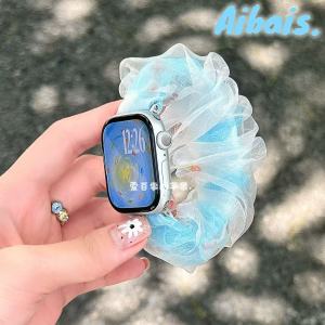 สร้อยข้อมือ Apple Watch สายคล้องผมสีน้ำเงินสร้างสรรค์ เหมาะกับ Apple Watch Series 1-5 สายคล้องผมแบบอเนกประสงค์สำหรับผู้ชายและผู้หญิง