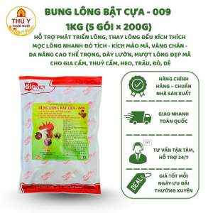 Bung Lông Bật Cựa - 009 1Kg (5 Gói × 200G) Bổ Sung Biotin Vitamin Canxi Cho Gà Vịt Ngan Cút Heo Bò Dê
