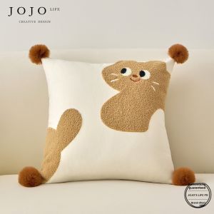 Cute Cartoon Pillow Core Included Luxury Square Pillow Home Fabric Pillow Cotton Linen Material Washable Universal Pillow