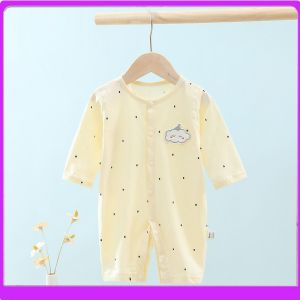 Pure Cotton Baby Romper Long Sleeve Thin Model Newborn Air Conditioning Clothes Korean Style Autumn Season Suitable for Girls