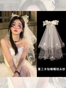 Halloween Cos Vampire Bridal Veil Wedding License Registration White Bows Tulle Tutu Bridal Headdress
