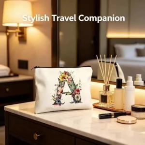 Ladies Creative Pattern Cosmetic Bag Letter Zipper Storage Bag for Makeup Organizer