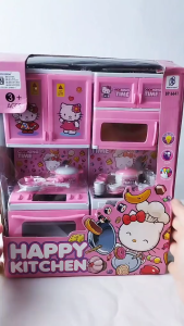 MAINAN ANAK PEREMPUAN HAPPY KITCHEN  DAPUR KOMPOR DAN LEMARI / MAINAN HAPPY KITCHEN HELLO KITTY