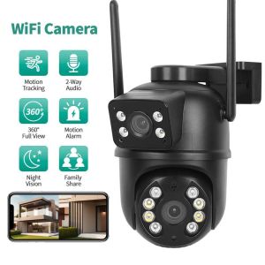 8MP 4K PTZ Wifi Camera with Dual Lens Dual Screens AI Human Detection Wireless Outdoor CCTV Security IP Camera