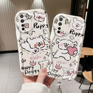 Oppo A91 A92S A93 Silicone Protective Phone Case Cute Cartoon Dog Line Couple Protection Cover Anti-fall Shock Absorption Bracelet