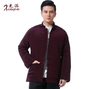 Xianpai Winter Traditional Sleeve Handmade Buttonhole Loop Mens Coat Heavy Silk Chinese Style Suit Mulberry Silk Cotton-Padded Jacket