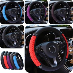General Motors Steering Wheel Cover PU Leather Diamond Studded Stretch Anti-Slip Texture Soft Multicolor Car Interior Accessories