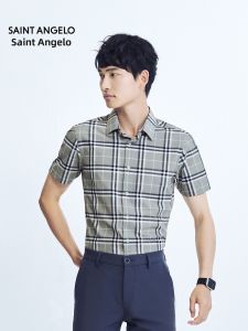 Four-way Stretch Plaid Mens Short Sleeve Shirt
