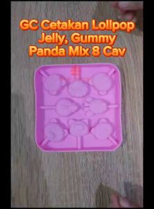 Griya Cetakan Silikon Coklat Permen Jelly Gummy Panda Mix Lolipop 8 Cav Warna Random