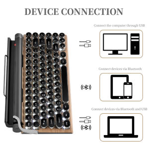 Retro Mechanical Keyboard Dot Typewriter Wireless Bluetooth Keyboards 83keys Computer Keyboards For PC Laptop Gaming Keyboards