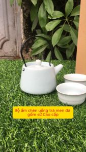 Bộ ấm chén uống trà men đá gốm sứ cao cấp sang trọng tiện dụng