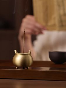 MEIZHENXIANG | Three-Footed Copper Incense Burner for Indoor Use