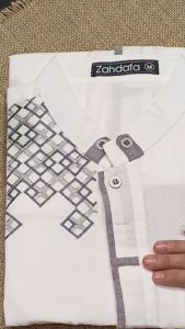 S&D Project Baju Koko Polikatun Bordir Lengan Pendek Ukuran S M L XL XXL 3XL 4XL - Putih Tulang