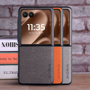 Case for Motorola Razr 50 Ultra Textile Leather Fashion Soft TPU Hard PC 3 in1 material for Razr 50 Ultra Case funda Coqua