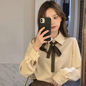 Spring and Autumn Corduroy Preppy Style Tea Long Sleeve Shirt