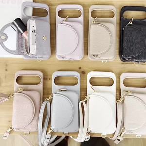 Crossbody Lanyard Phone Case For Google Pixel 10 Pro XL 10A 9A 9 8 8A 7A 7 6A 6 Mirror Zipper Card Holder Wallet Leather Cover