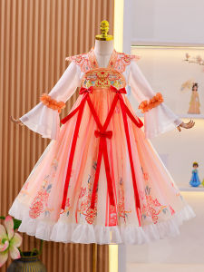Váy Công Chúa Cổ Trang Phục Truyền Thống Trung Quốc Cho Bé Gái Mùa Xuân Mới Phong Cách Cổ Điển Tay Dài Bằng Vải Polyester