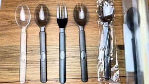 100Pcs Disposable Spoon and Fork Set Independently Package Plastic Spoon Fork