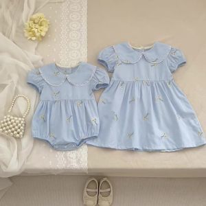 Summer New Little Girls Toddler Princess Dresses 1-6Yrs Girls Fashion Embroidered Flower Dress Kids Flying Sleeves Party Clothes