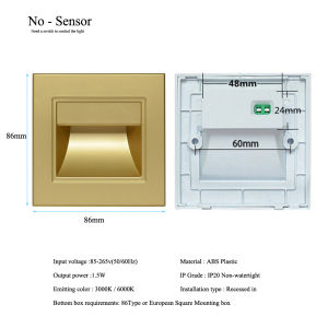 Recessed LED Wall Light 1.5W Stair Staircase Step Indoor Ladder Nightlight For Stairway Corridor Foyer Kitchen Bedroom 86*86mm