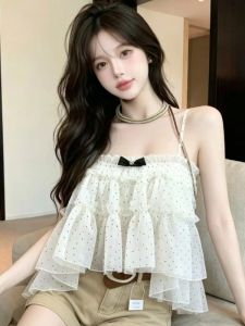 GUZILIAN | Dots Sweet Bow Sleeveless Blouse