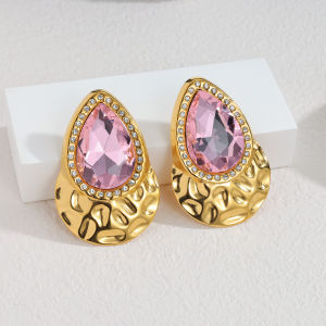 Kissmoon Trendy Teardrop Heart Shape Insert Zircon Stainless Steel Gold Color Earing For Women Brithay Party Accessory Jewelry