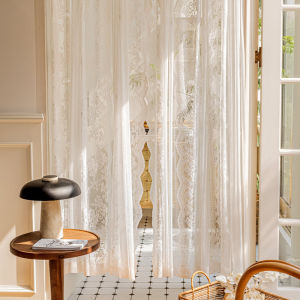 Douvine French Style Lace Door Curtain and Partition Curtain Bedroom Velcro Kitchen Mesh Curtains Half-Curtain Curtain Wardrobe For Home Window Screen