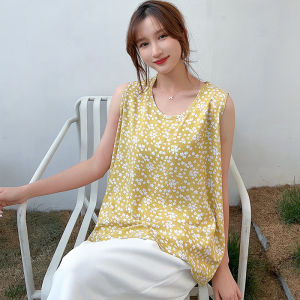 Loose Cotton Silk Vest Womens Casual Summer Top Sleeveless Large Size Middle-Aged And Elderly Peoples Clothing Mom Shirt