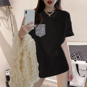 DVDK | Chic Youthful Small Crowd Long T-Shirt Shimmering Short-sleeved Tee
