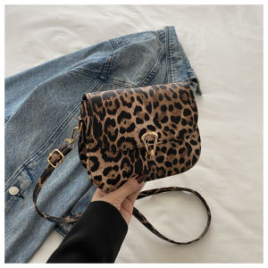 กระเป๋าสะพายข้างลายเสือดาวสุดเก๋สำหรับผู้หญิง กระเป๋าสะพายข้างแบบสะพายข้างลำลองแบบสะพายข้างแบบลำลองสำหรับเดินทาง