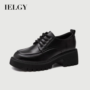 IELGY 2024 New Thick-soled Block Heel British Style Leather Shoes Womens Loafers Work Shoes