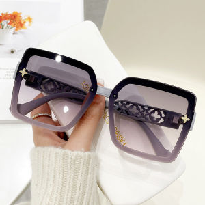 JN IMPRESSION New Fashion Four-leaf Clover Pattern Square Rimless Sunglasses Anti-ultraviolet Luxury Sunglasses