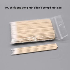 Que Tẩy Sơn Móng Tay Siêu Chi Tiết Đầu Gỗ Bông Tăm Dùng Một Lần Dụng Cụ Làm Móng 100/300/500 Gói