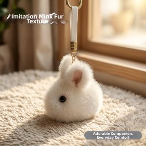 YUYOU | Cute Small Jade Rabbit Fur Hanging Decor Keychain Kids Pet Toy