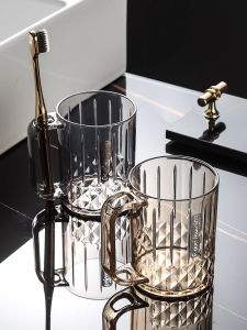 แก้วชุบฟันแบบใสสำหรับคู่รัก แก้วชุบฟันเด็ก กล่องเก็บของสำหรับชุดชุบฟัน ชุดชุบฟันแบบหรูหราในบ้าน แก้วชุบฟันแบบใส