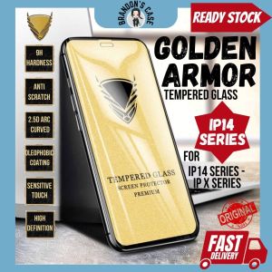 Golden Armor iPhone 14 Pro Max / iPhone 14 Plus / iPhone 13 Pro Max / Mini / 12 / 11 / XS Max / XR / X Premium Curved Privacy Clear Glass Screen Protector