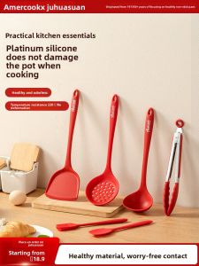 AMERCOOK | Non-stick Kitchen Spatula Heat-resistant Soup Ladle Slotted Spoon Set
