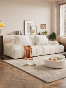 Government Subsidy French Butter Style Piano Key Cotton Candy Sofa Living Room Simple Apartment Cotton Linen Fabric Sofa