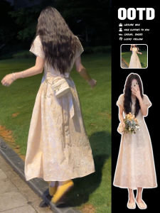 SUSIEYUAN | Floral Print Summer Dress Womens Waist-Cinched Long Dress Beach Vacation Stylish New Arrival Sweet Style City Commute Suitable