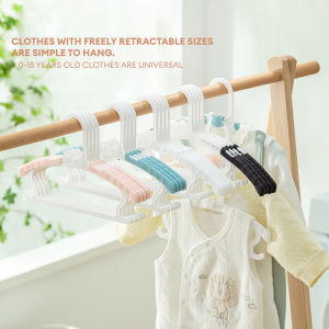 Locaupin 5pcs Extendable Toddler Closet Hanger Non Slip Stackable Hooks Baby Infant Newborn Hanging Clothes Organizer