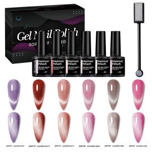 ชุดยาทาเล็บเจลแคทอายพร้อมแม่เหล็ก กลิตเตอร์ 6 สี ปราศจากแอลกอฮอล์ สูตรน้ำ เหมาะสำหรับทำเล็บและดูแลเล็บ