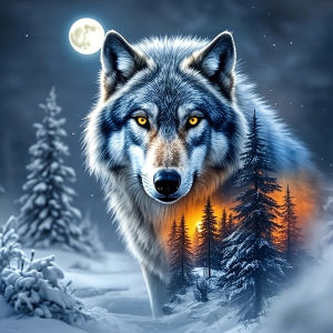 Huacan 5D DIY Diamond Painting Wolf Rhinestones Full Square Round Mosaic Animal Cross Stitch Home Decor