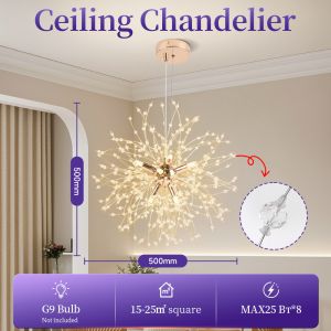 CANMEIJIA | LED Crystal Ceiling Lamps Replaceable Bulb Ceiling Lights 85-265V Chandelier Lighting for Living Room Bedroom Kitchen Decoration